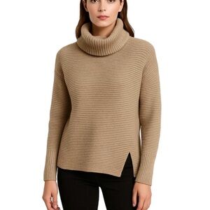 Aritzia Babaton Cowl Neck Brown Cashmere & Wool Blend Sweater SZ Small